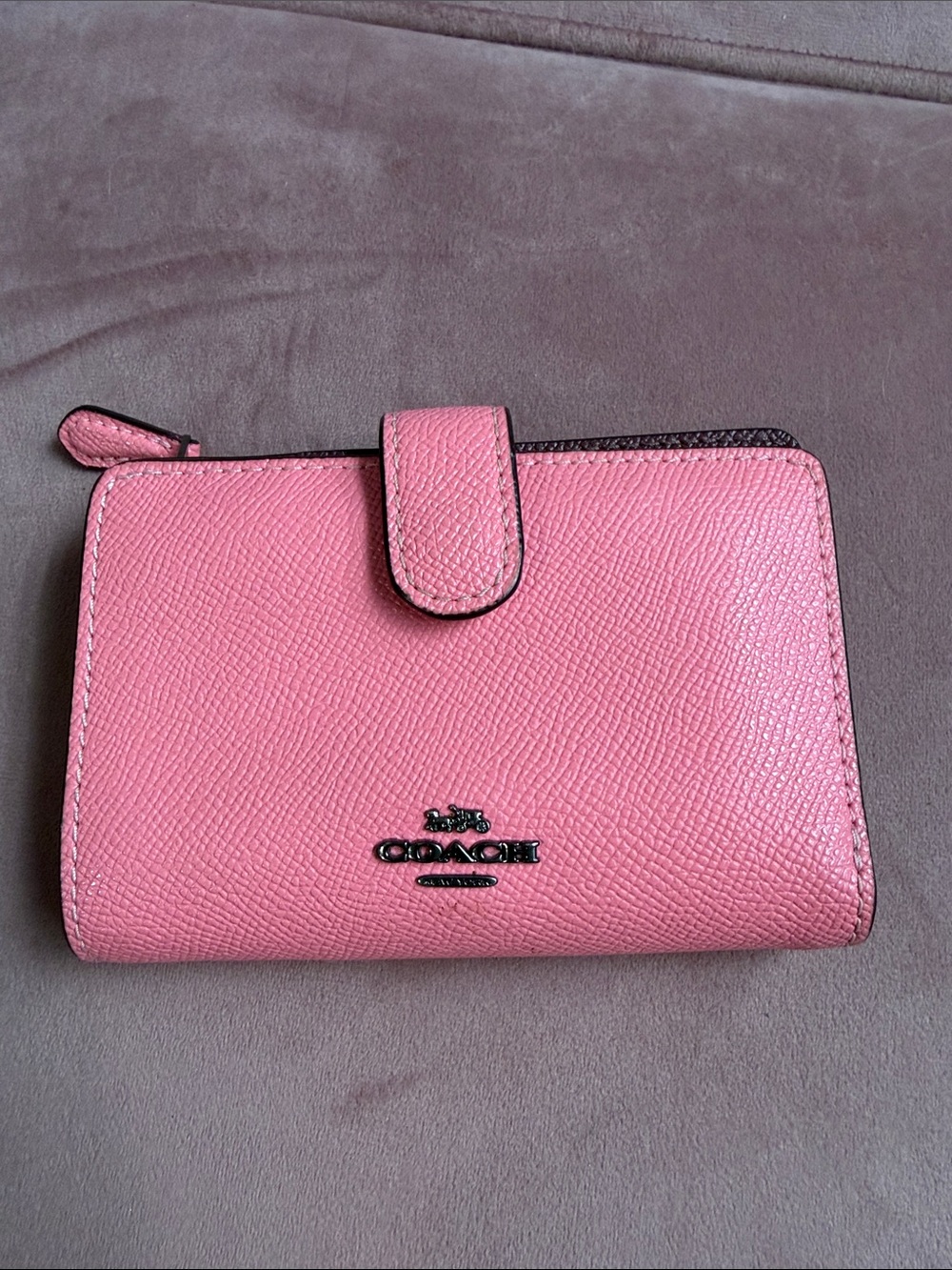 Coach Pink Leather Compact Snap Wallet